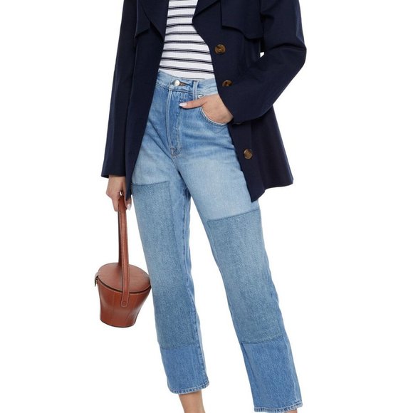 Frame Denim Jeans Le Original Cropped Patchwork Boyfriend Size 32 US size 14 - Picture 4 of 16